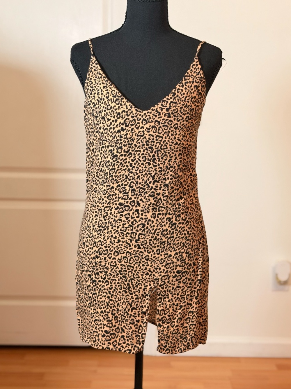 Reformation Y2K Leopard Print Slip Mini Dress Sz S